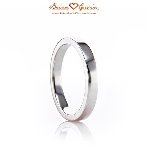 Comfort Fit Flat Wedding Band - Size 8 - 18K White Gold