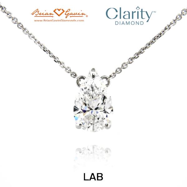 Ready To Ship: Certified Preset Lab Grown Pear Diamond Solitaire Pendant