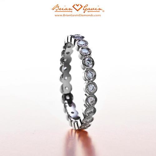 Diamond Bezel Band - Size: 6 - 18k White Gold