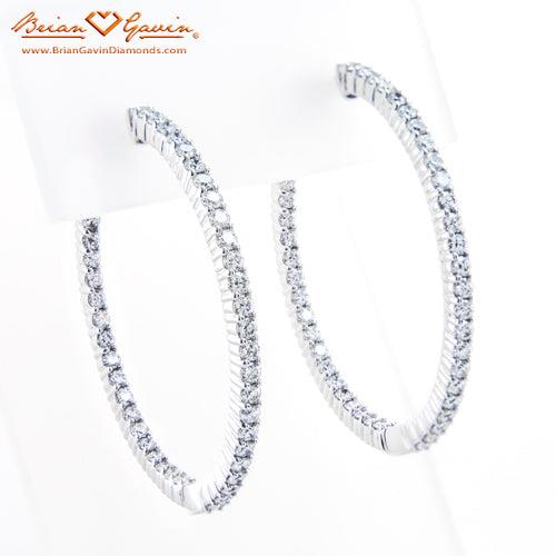 Single Row Inside Out Diamond Hoop Earrings