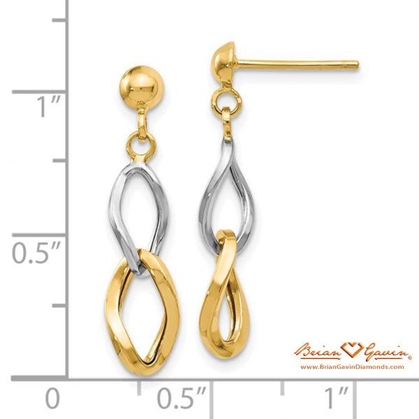 Two-tone Polished Post Dangle Earrings