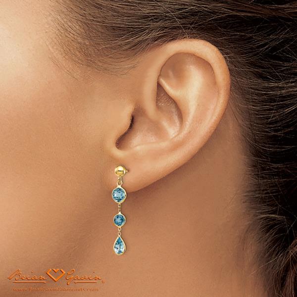 Blue Topaz Gemstone Dangle Earrings