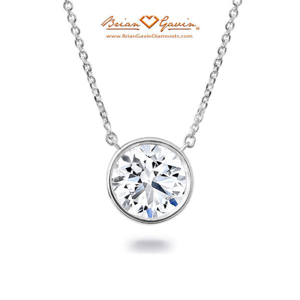 Ready To Ship: Preset Natural Round Diamond Bezel Solitaire Pendant