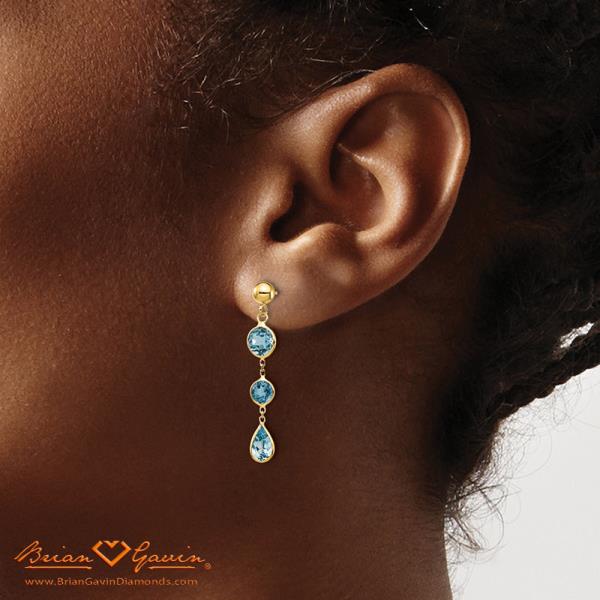 Blue Topaz Gemstone Dangle Earrings
