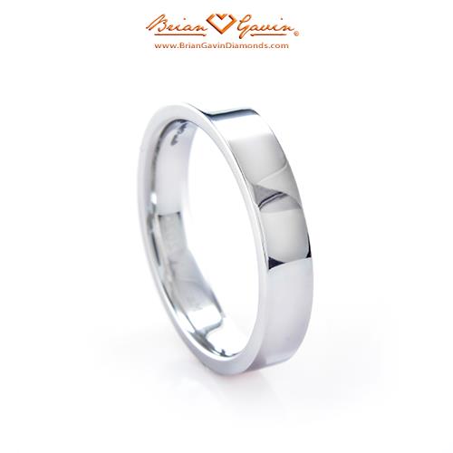 Comfort Fit Flat Wedding Band - Size 8 - 18K White Gold