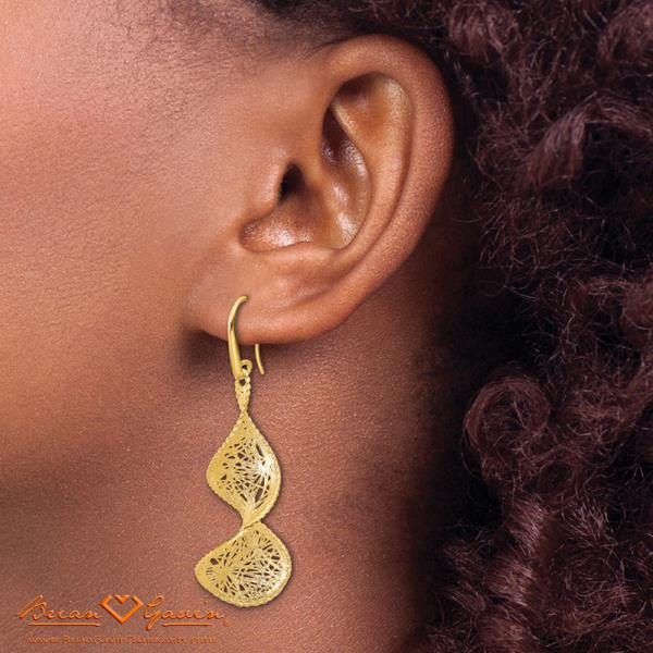 Brushed and Textured Fancy Swirl Shephard Hook Dangle Earrings