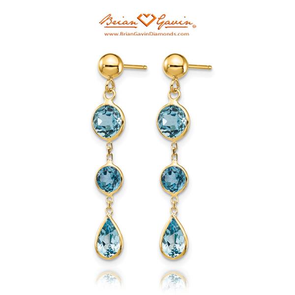 Blue Topaz Gemstone Dangle Earrings