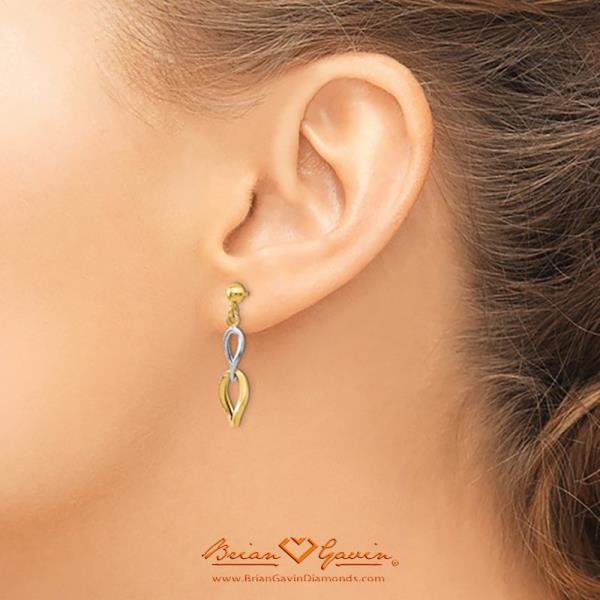 Two-tone Polished Post Dangle Earrings