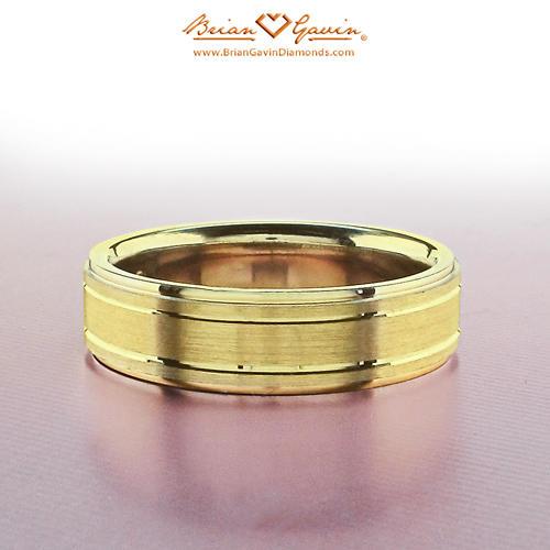 Men's 3 Satin/Shiny Edged Band - Size 5.25 - 18K Yellow