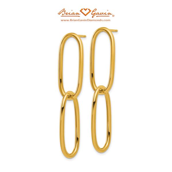 Elongated Double Oval Link Post Dangle Earrings