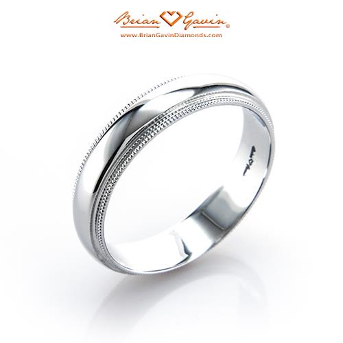 Half Round Milgrain Band - Size 11 - 18K White Gold