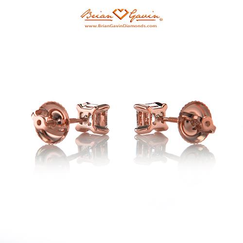 Square 4 Prong Earrings with Threaded Post-18K Rose Gold