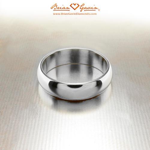 Half Round Band - Size: 5.75 - 18k White Gold