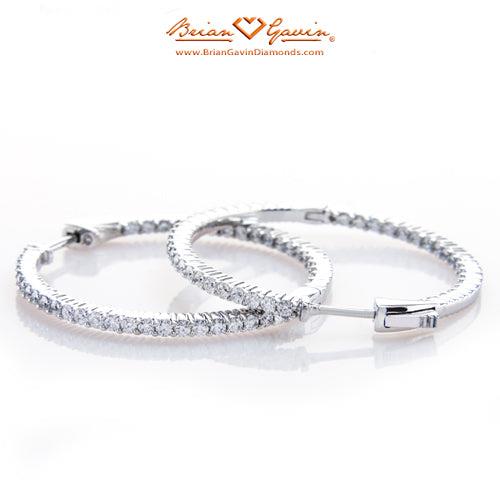 Single Row Inside Out Diamond Hoop Earrings
