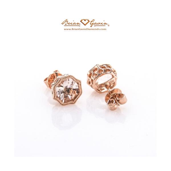 Cushion Checkered Morganite Studs