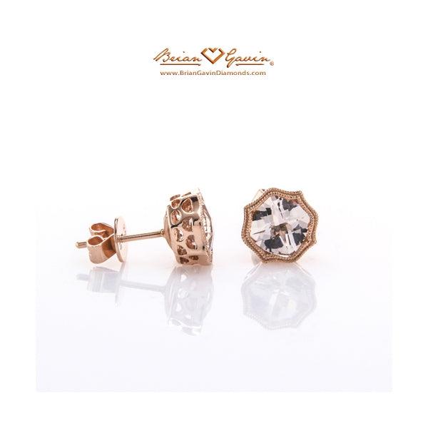 Cushion Checkered Morganite Studs