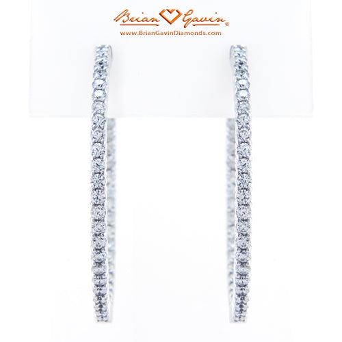Single Row Inside Out Diamond Hoop Earrings