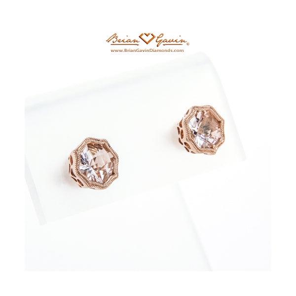 Cushion Checkered Morganite Studs